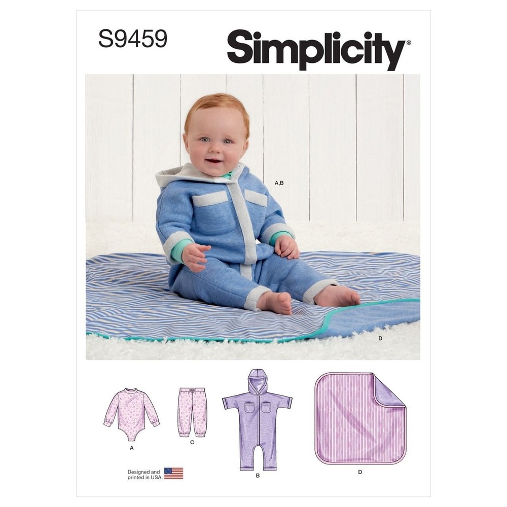 Simplicity Sewing Pattern 11268 9459 Bodysuit Jumper Pants Blanket Babies XXS-L
